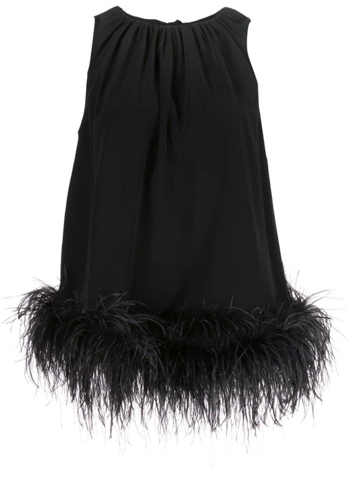 Co Feather Hem Top - Black