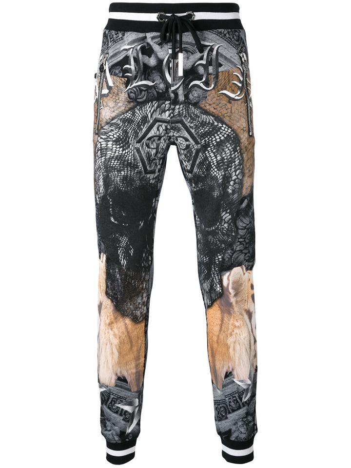 Printed Track Pants - Men - Cotton - L, Black, Cotton, Philipp Plein