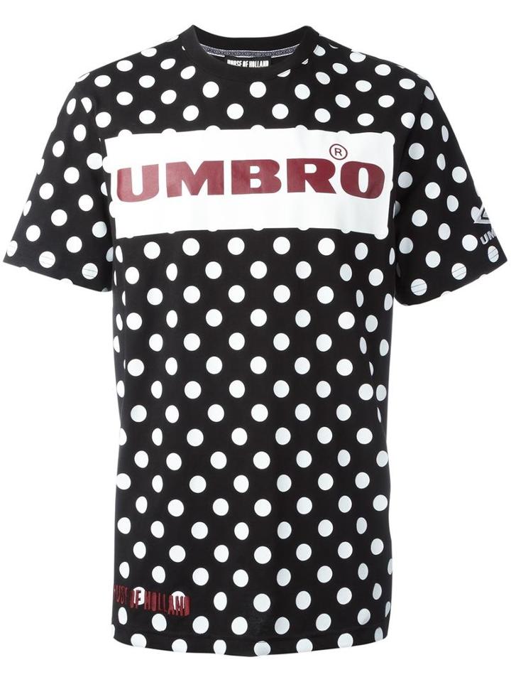 House Of Holland Umbro Plastisol Dotted T-shirt, Adult Unisex, Size: Medium, Black, Cotton