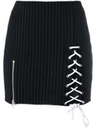 Danielle Guizio Pinstripe Lace Up Skirt - Black