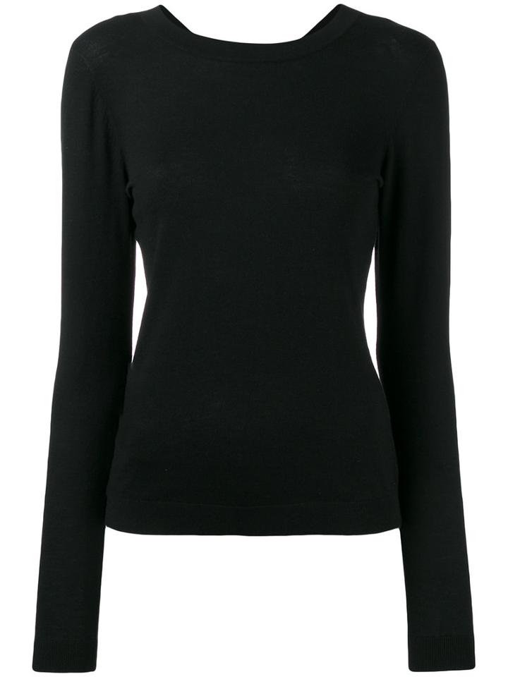Michael Michael Kors Criss Cross Back Jumper, Women's, Size: Large, Black, Nylon/polyester/viscose/cashmere