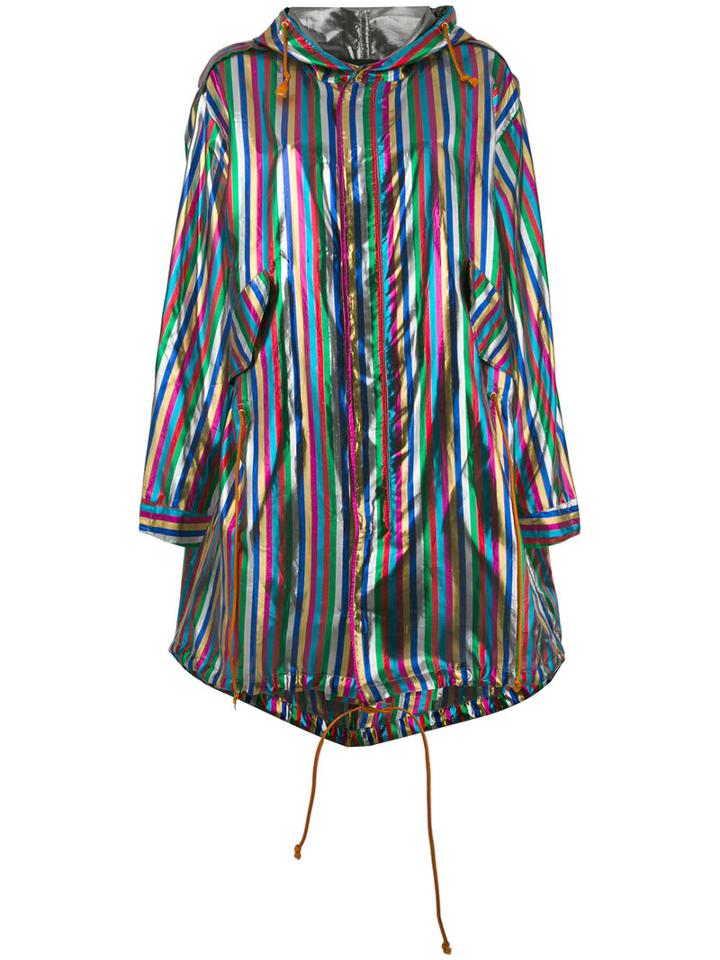 Metallic (grey) Stripe Parka - Women - Lurex/nylon - 40, Lurex/nylon, Michel Klein