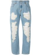 Vivienne Westwood Anglomania - Cropped Distressed Jeans - Women - Cotton - 29, Blue, Cotton