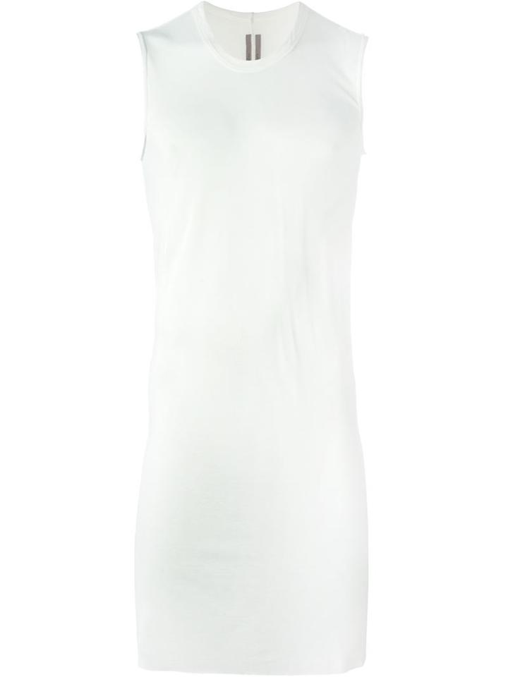 Rick Owens Round Neck Tank Top, Men's, Size: Small, White, Viscose/silk