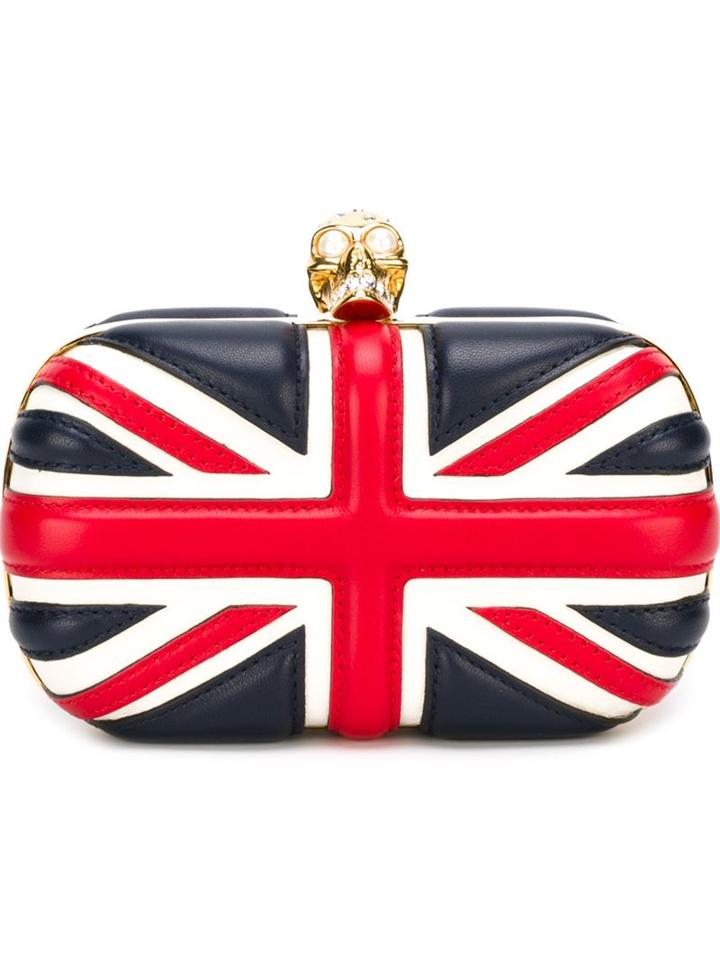 Alexander Mcqueen 'britannia Skull' Box Clutch, Women's, Blue