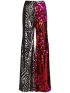 Halpern Zebra Print And Sequin Embellished Flared Trousers