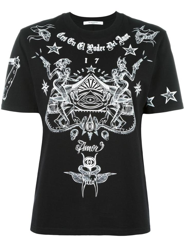 Givenchy Tattoo Print T-shirt, Women's, Size: Small, Black, Cotton