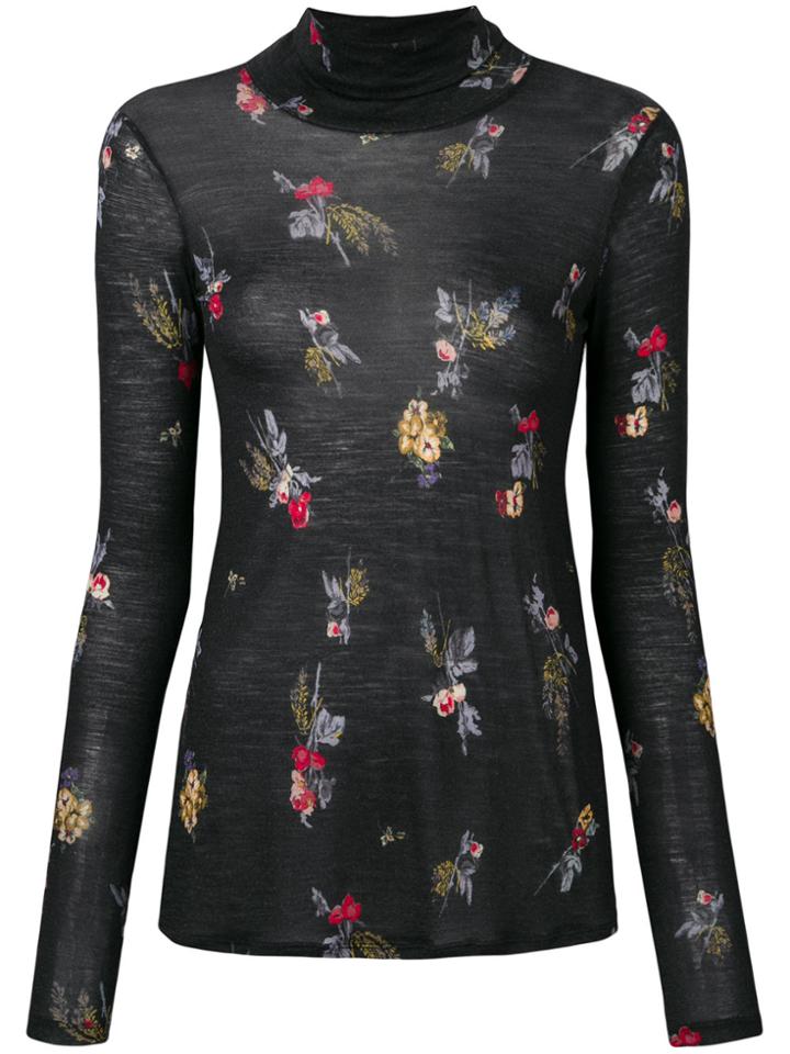 Forte Forte Floral Turtleneck Top - Black