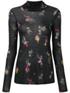 Forte Forte Floral Turtleneck Top - Black