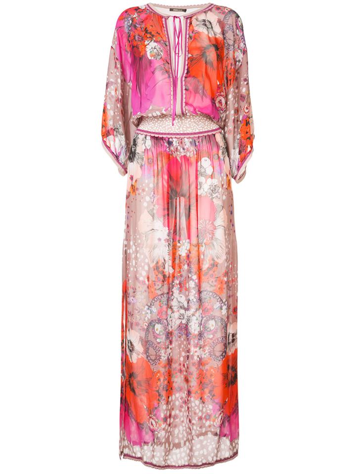 Roberto Cavalli Floral Printed Dress - Pink & Purple