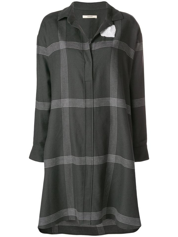 Odeeh Striped Shirt Dress - Grey