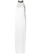 Tufi Duek Embellished Neck Gown - White