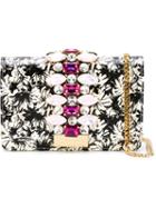 Gedebe Embellished Flower Shoulder Bag, Women's, Black, Calf Leather/glass/metal Other