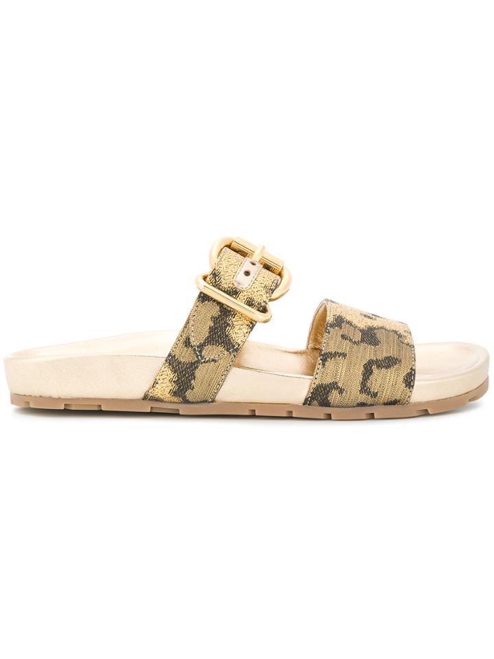 Prada Metallic Printed Slides