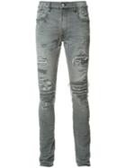 Amiri Shredded Detail Jeans, Men's, Size: 30, Grey, Acetate/cotton/spandex/elastane
