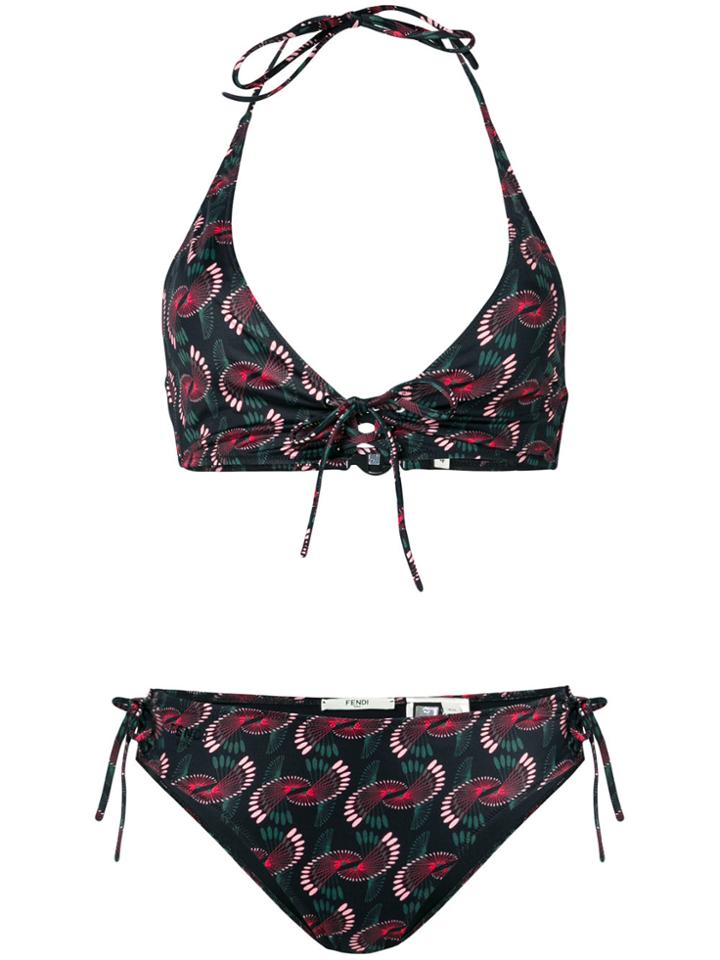 Fendi Tied Patterned Bikini - Black