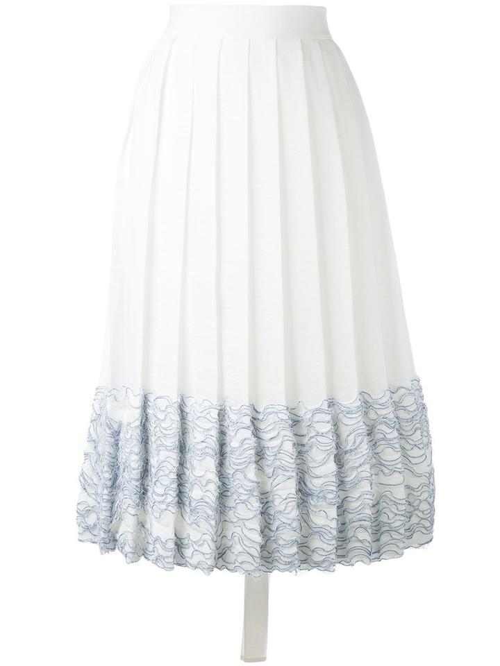Steven Tai - Textured Hem Pleated Skirt - Women - Silk/cotton/polyester - M, White, Silk/cotton/polyester