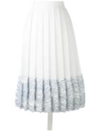 Steven Tai - Textured Hem Pleated Skirt - Women - Silk/cotton/polyester - M, White, Silk/cotton/polyester