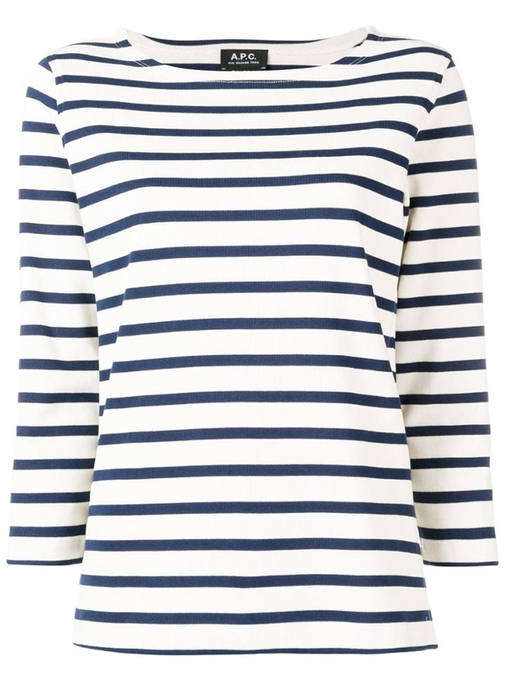 A.p.c. Boat Neck Striped Top - White