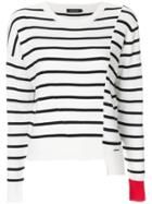 Loveless Striped Asymmetric Sweatshirt - White