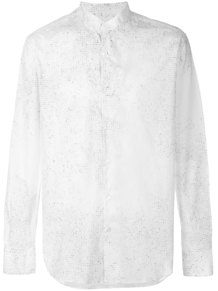 Ann Demeulemeester Grise Letter Print Band Collar Shirt - White