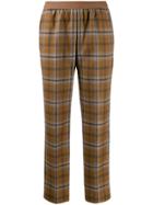 Agnona Cropped Check-print Trousers - Brown