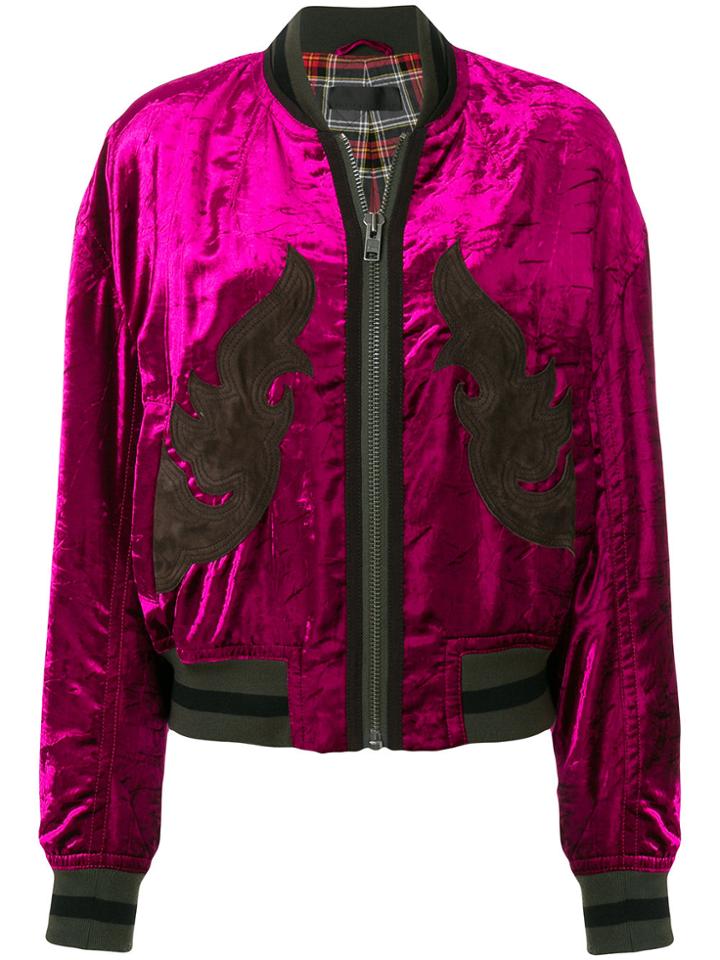 Haider Ackermann Crushed Velvet Bomber Jacket - Pink & Purple