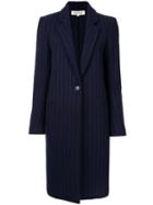 Enföld Pinstriped Single Breasted Coat, Women's, Size: 36, Blue, Cotton/nylon/wool