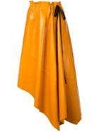 Proenza Schouler Asymmetrical Shiny Leather Mid Skirt - Orange