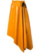 Proenza Schouler Asymmetrical Shiny Leather Mid Skirt - Orange