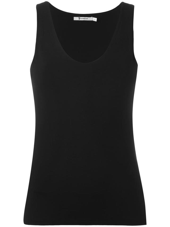 T By Alexander Wang Cut Out Back Tank Top, Women's, Size: Medium, Black, Modal/spandex/elastane