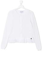 Simonetta Teen Lace Trim Cardigan - White