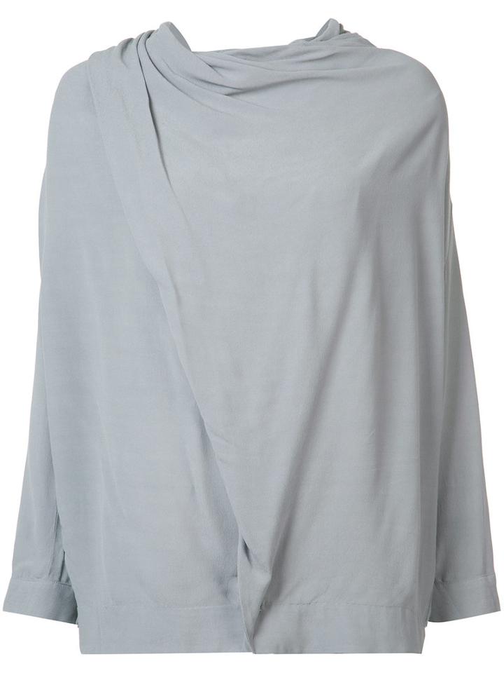 Just Female Draped Shoulder Blouse, Women's, Size: Medium, Grey, Viscose