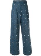 Tu Es Mon Trésor Embellished Wide-leg Jeans - Blue