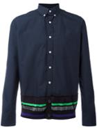 Kolor Contrast Trim Shirt, Men's, Size: 4, Blue, Cotton/nylon