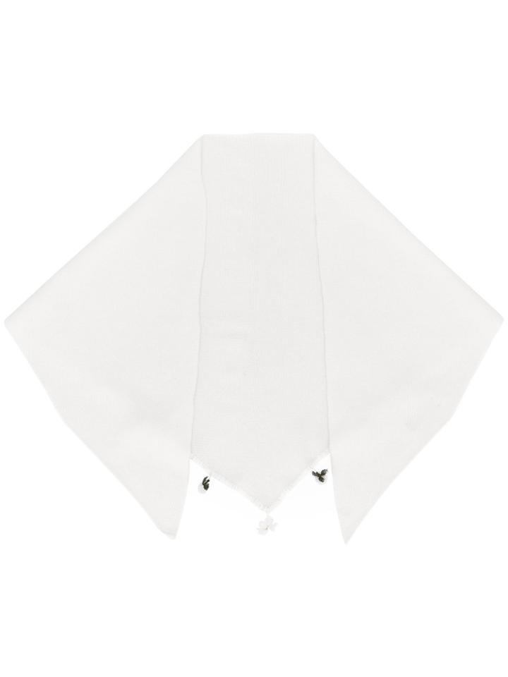 Cashmere In Love Cashmere Floral Embroidered Scarf - White