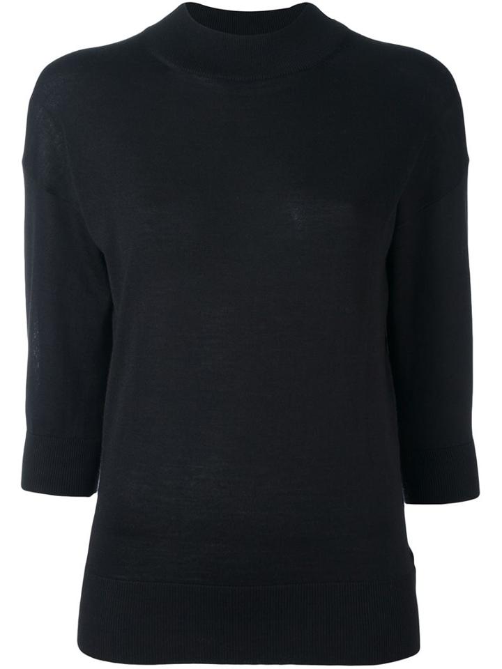 Zanone Three-quarters Sleeve Sweatshirt, Women's, Size: Small, Black, Silk/virgin Wool