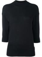 Zanone Three-quarters Sleeve Sweatshirt, Women's, Size: Small, Black, Silk/virgin Wool