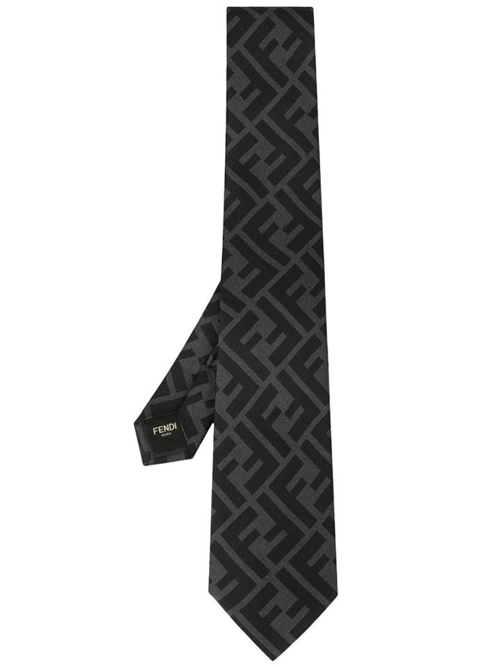 Fendi Ff Motif Tie - Grey