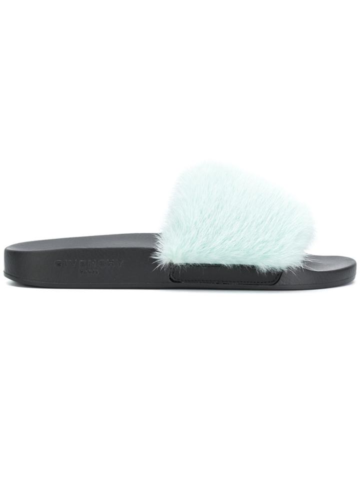 Givenchy Fur Slides - Blue