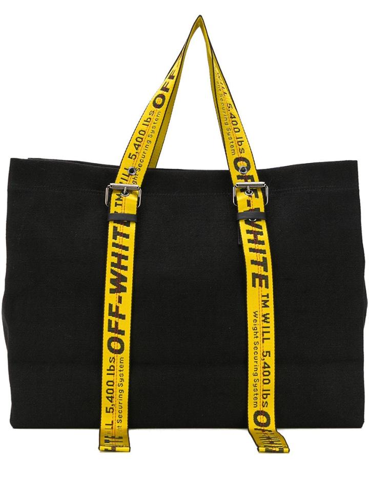 Off-white Industrial Tape Canvas Tote - Black