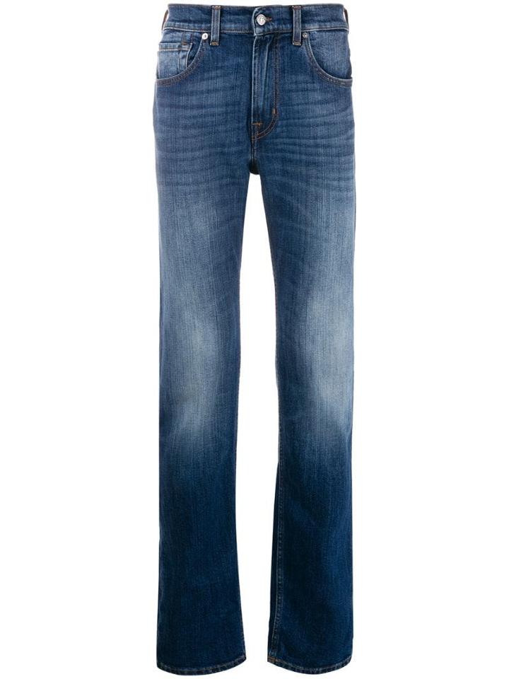 7 For All Mankind Faded Detail Straight-leg Jeans - Blue