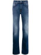 7 For All Mankind Faded Detail Straight-leg Jeans - Blue
