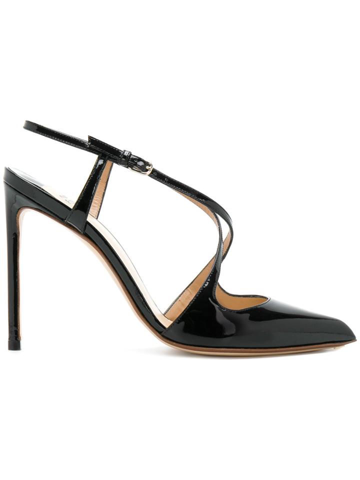 Francesco Russo Cross Strap Detailed Pumps - Black