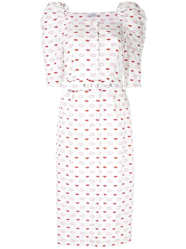 Vivetta Printed Midi Dress - White