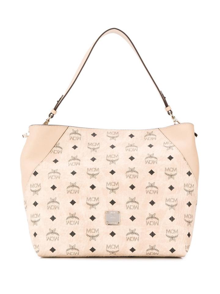 Mcm Klara Logo Print Tote - Neutrals