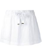 Venroy - Drawstring Straight Mini Skirt - Women - Linen/flax - L, White, Linen/flax