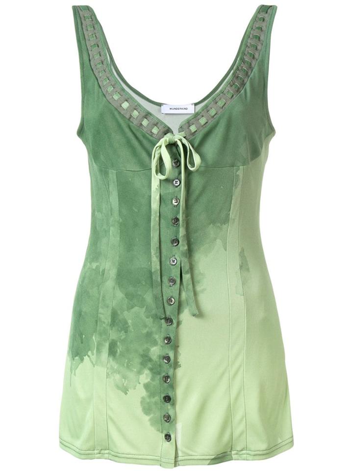 Wunderkind Woven V-neck Dress - Green