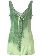Wunderkind Woven V-neck Dress - Green
