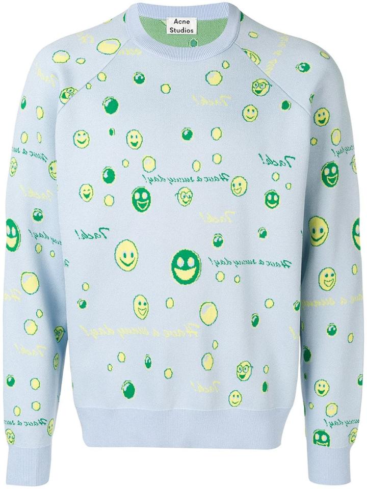 Acne Studios Patterned Raglan Sweater - Blue